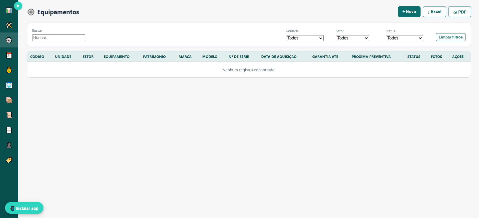Lista de ordens de serviço com filtros